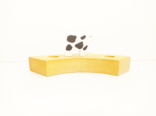 Cow waldorf inspired celebration ring ornament, waldorf birthday ring decoration, wooden cow decor, seasonal table decoration, waldorf ring