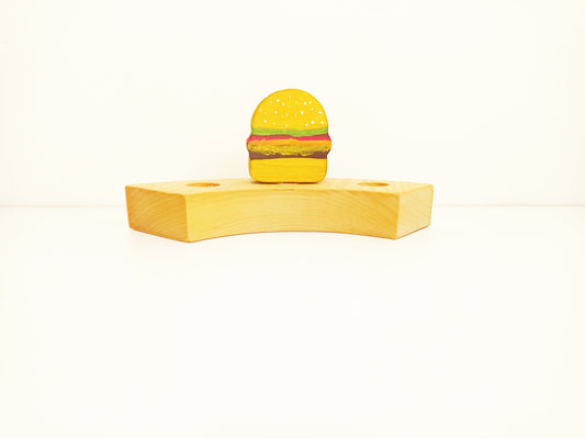 Hamburger waldorf celebration ring ornament, birthday ring ornament, waldorf food inspired burger ornament, birthday decoration, jaar ring