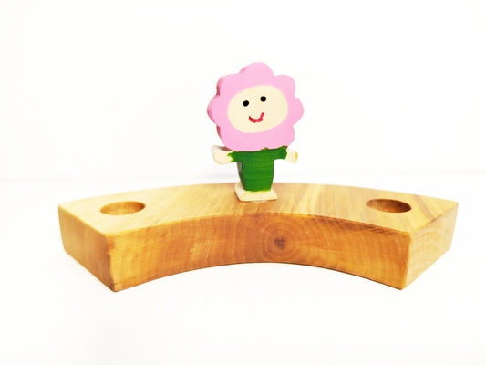 Flower child celebration ring ornament, waldorf wooden birthday ring decoration, flower kids wood ornament, seasonal table decoration