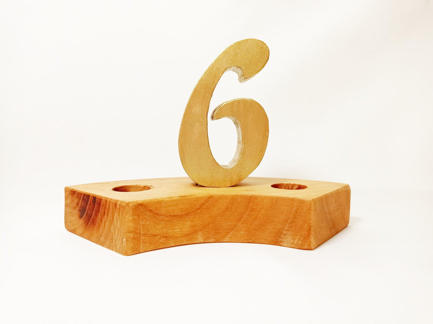 Golden number 6 celebration ring ornament, birthday ring ornament number, waldorf wooden birthday decor, birthday tradition, advent spiral