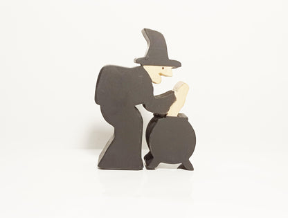 Witch wooden toy, witch figurine, witch toy, halloween decoration, waldorf inspired wooden toy witch, handmade wooden toys, halloween toy