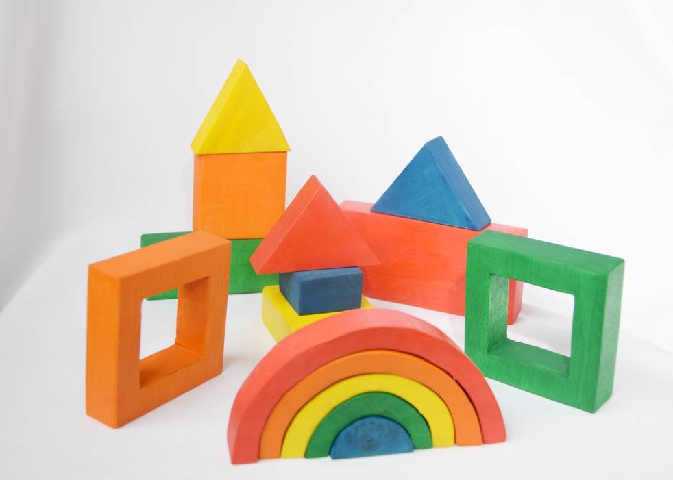 Rainbow blocks, wooden building blocks, wooden rainbow, building blocks, wooden waldorf toy, rainbow cubes, building toy, birthday gift kids