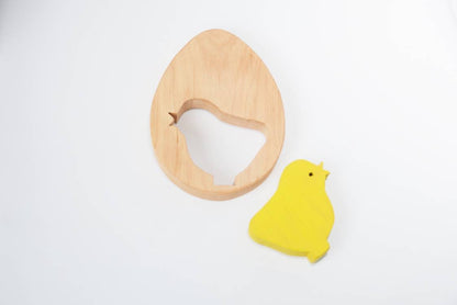 Chicken in egg wooden toy