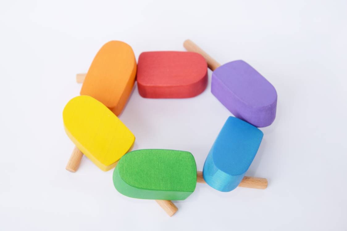 Play food ice-creams, wooden play food, ice-cream wooden play toy set, waldorf inspired, pretend play, play kitchen accessories, open ended