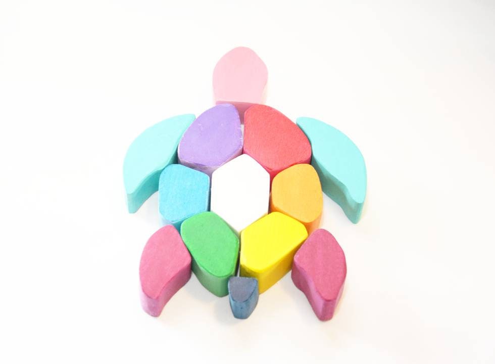 Rainbow turtle, wooden rainbow toy, puzzle, waldorf inspired, gift for kids,  christmas present, montessori waldorf wooden toy