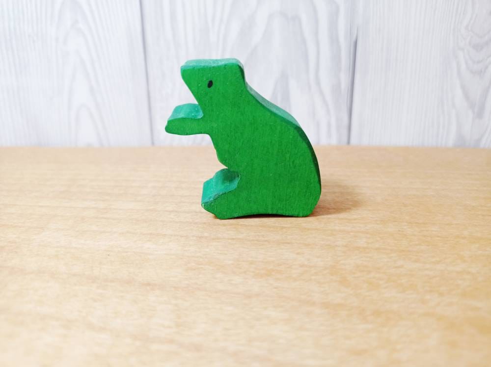 Frog waldorf inspired wooden animal toy