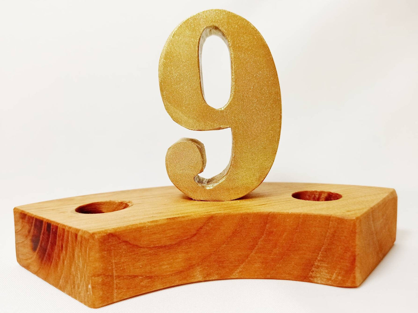 Golden number 9 celebration ring ornament, birthday ring ornament number, waldorf wooden birthday decor, birthday tradition, advent spiral