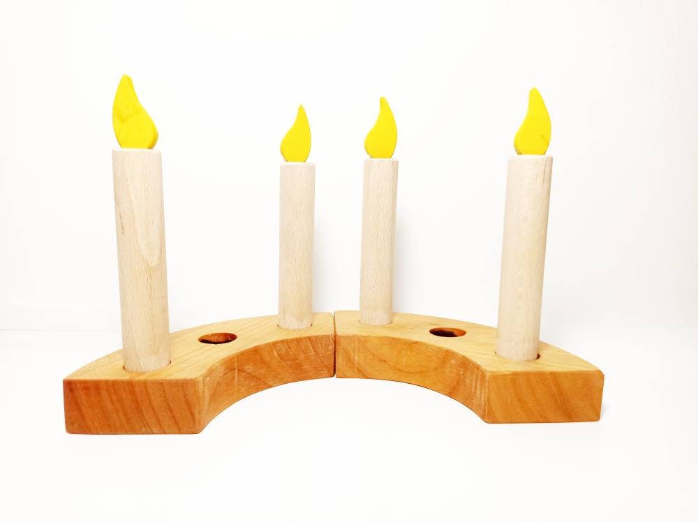 Wooden candles celebration birthday ring ornament, waldorf birthday candles, advent spiral wooden candle set, waldorf birthday traditions,