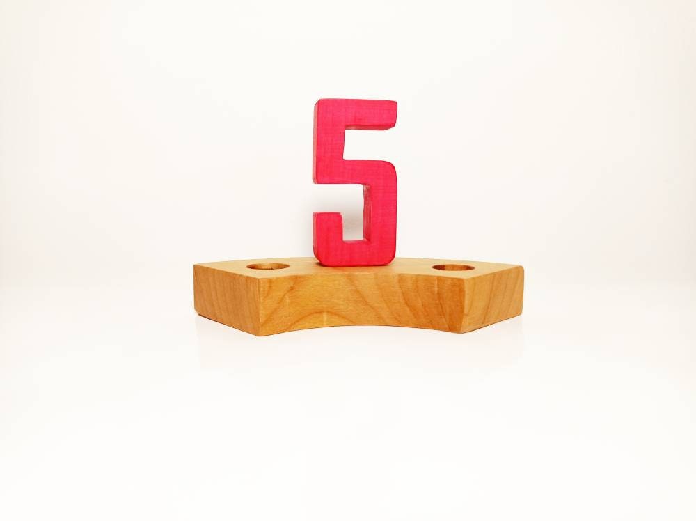 Number five celebration birthday ring ornament, waldorf wooden number 5 birthday decor, waldorf inspired birthday traditions, seasonal table