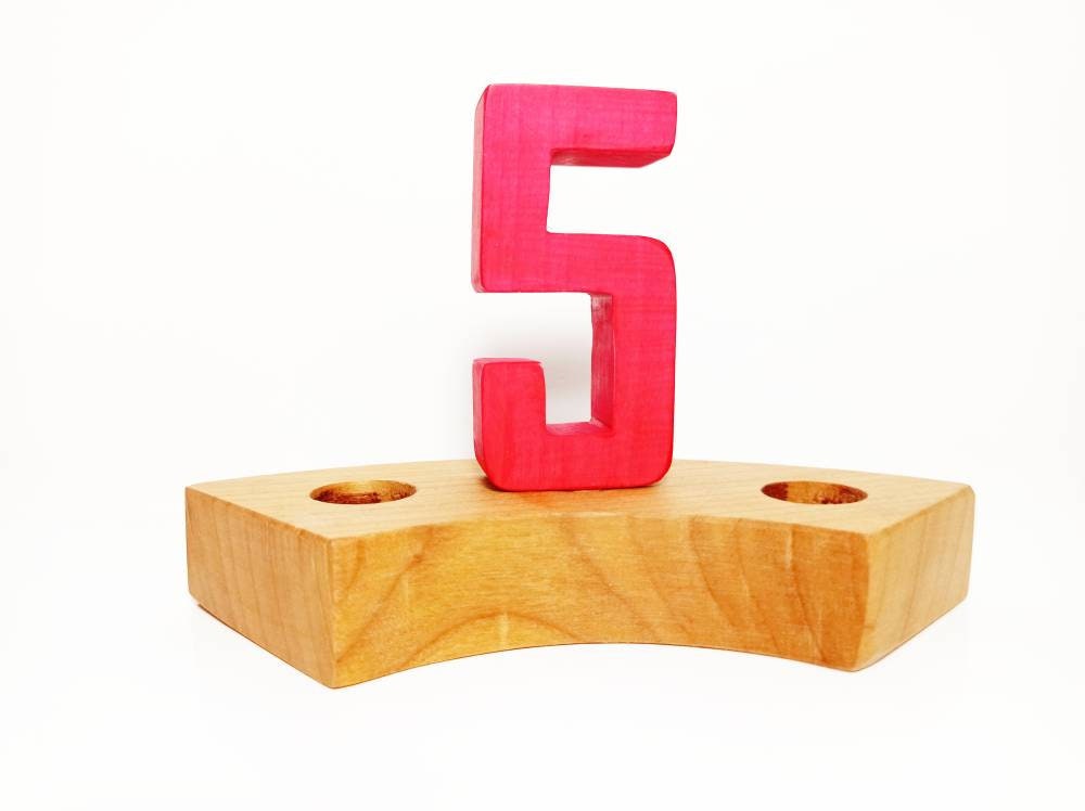 Number five celebration birthday ring ornament, waldorf wooden number 5 birthday decor, waldorf inspired birthday traditions, seasonal table