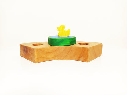Duckling on a lake celebration birthday ring ornament