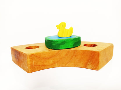 Duckling on a lake celebration birthday ring ornament