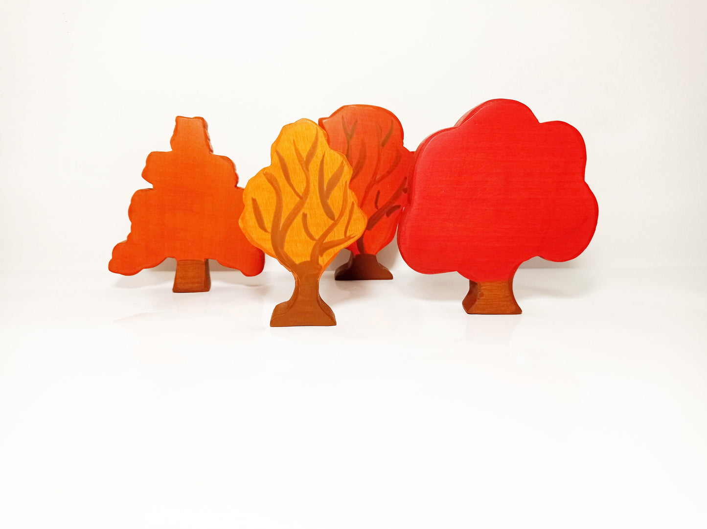 Wooden autumn tree set, wooden tree toy set, waldorf inspired wooden toys, gift for kids, seasonal table decoration, wooden forest toy set