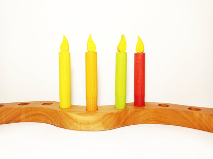 Wooden candleds for waldorf birthday and celebration ring, safe candles, wooden ornaments, waldorf inspired, seasonal table decorations