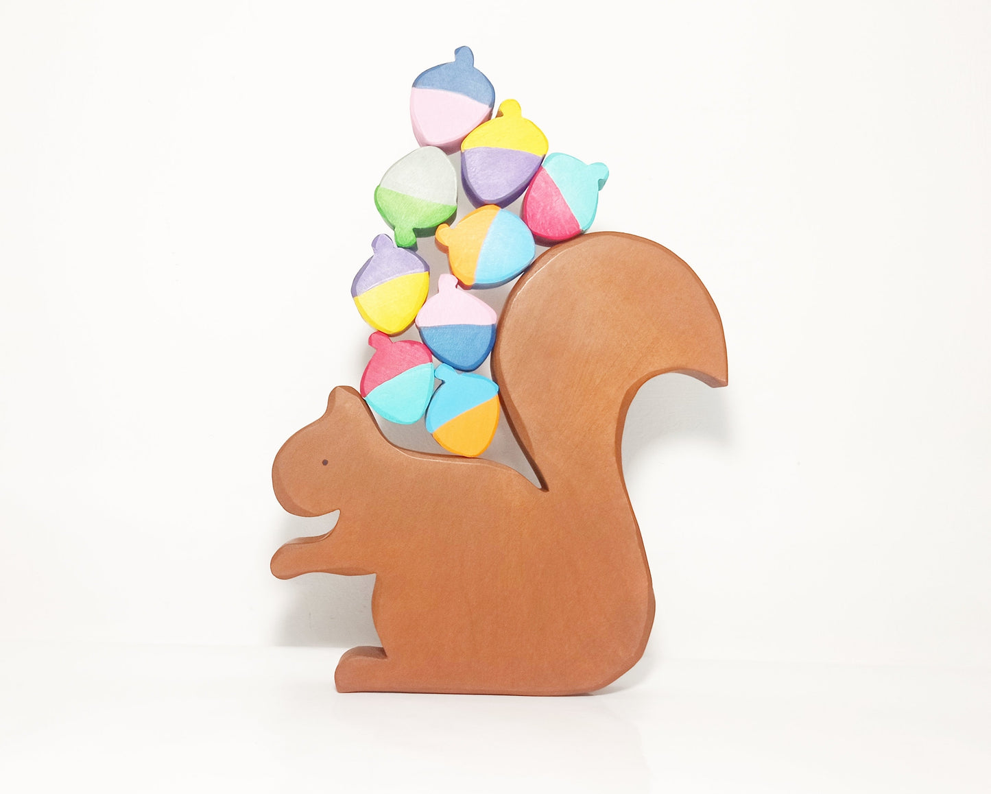 Stacking squirrel with acorns wooden toy set, wooden balance toy, waldorf inspired, montessori wooden toy, open ended toy set, gift for kids