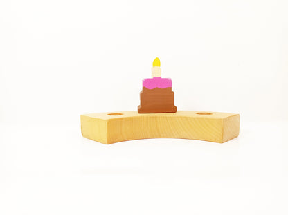 Birthday cake waldorf ring ornament